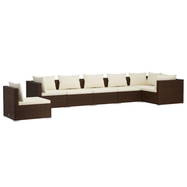 7-Delige Loungeset Met Kussens Poly Rattan - Afbeelding 2