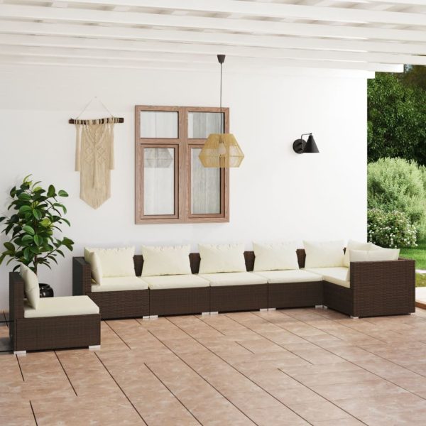 7-Delige Loungeset Met Kussens Poly Rattan