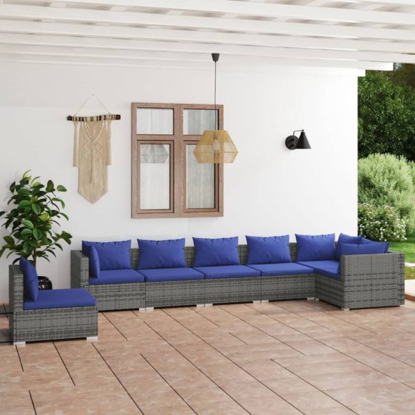 7-Delige Loungeset Met Kussens Poly Rattan - Afbeelding 13