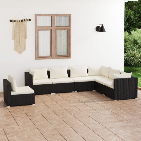 7-Delige Loungeset Met Kussens Poly Rattan - Afbeelding 10