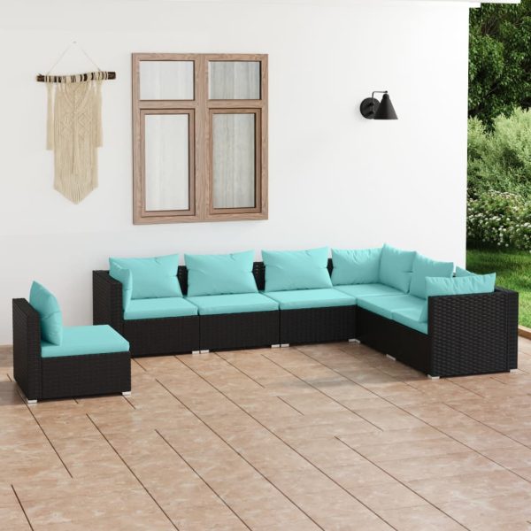 7-Delige Loungeset Met Kussens Poly Rattan - Afbeelding 11