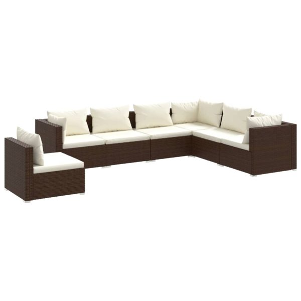 7-Delige Loungeset Met Kussens Poly Rattan - Afbeelding 2