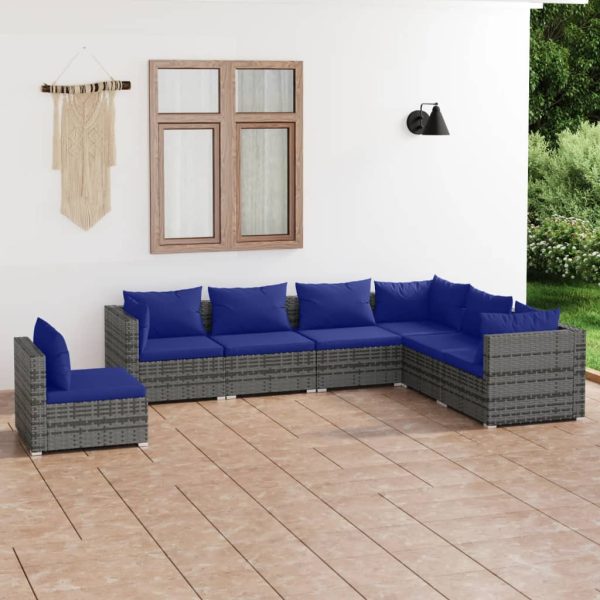 7-Delige Loungeset Met Kussens Poly Rattan - Afbeelding 13