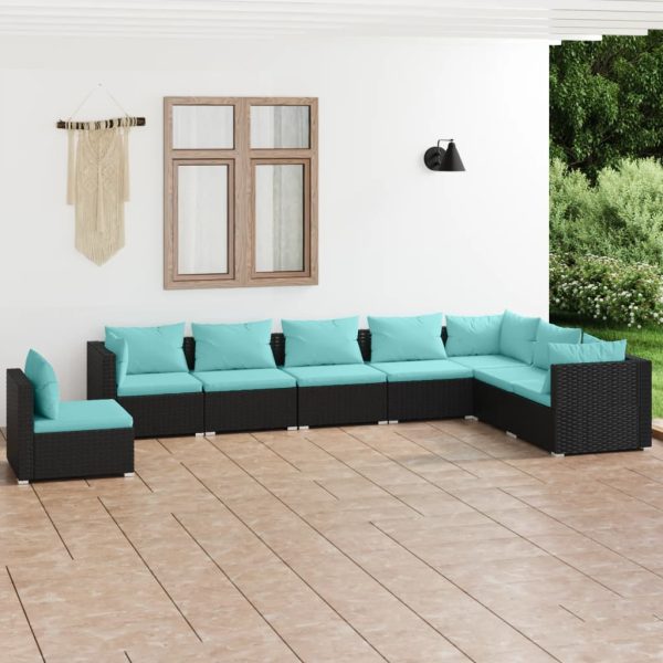 8-Delige Loungeset Met Kussens Poly Rattan - Afbeelding 11