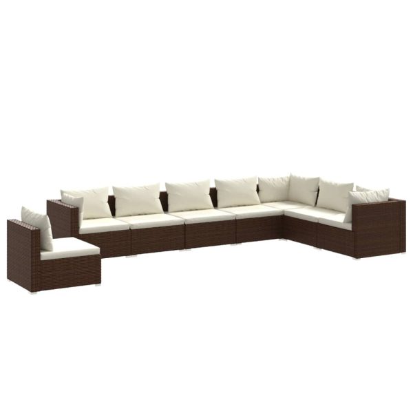 8-Delige Loungeset Met Kussens Poly Rattan - Afbeelding 2