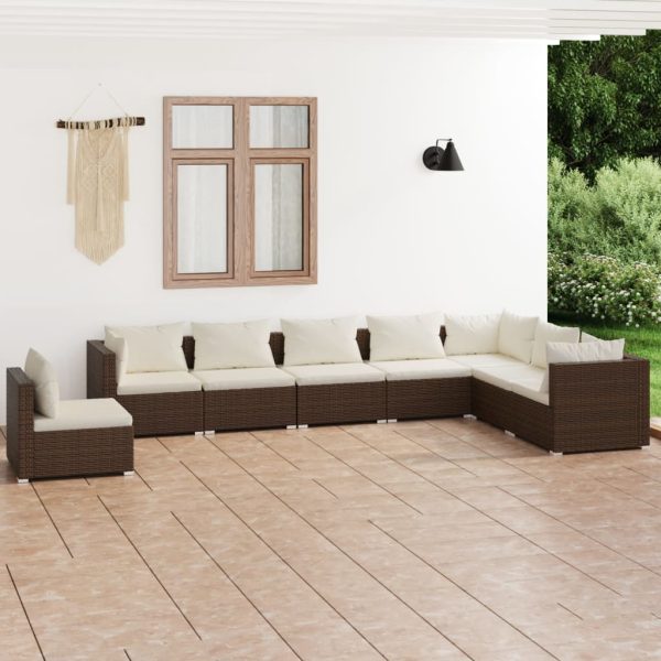 8-Delige Loungeset Met Kussens Poly Rattan