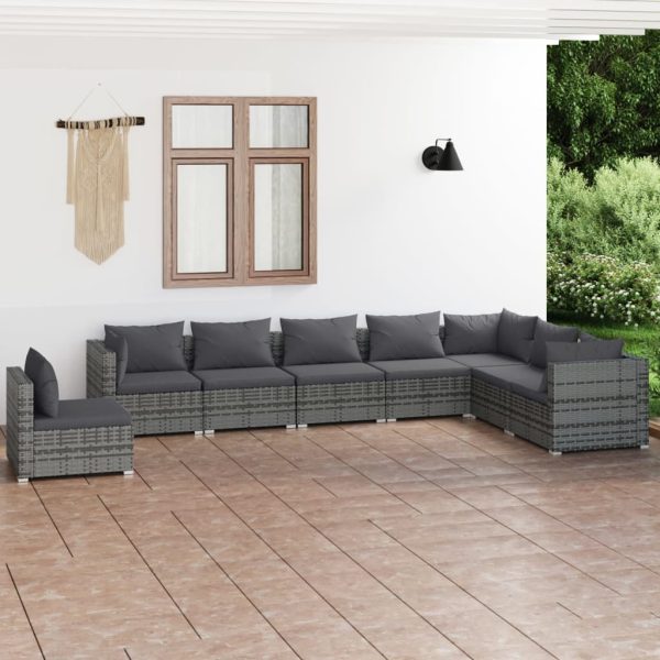 8-Delige Loungeset Met Kussens Poly Rattan - Afbeelding 12