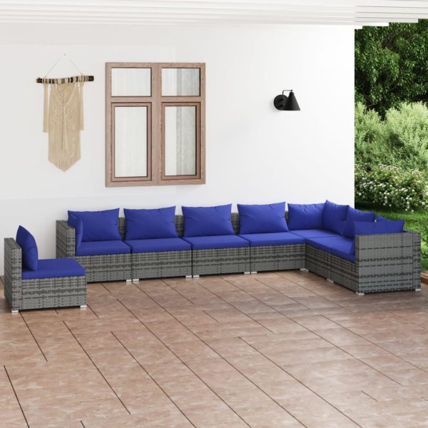 8-Delige Loungeset Met Kussens Poly Rattan - Afbeelding 13