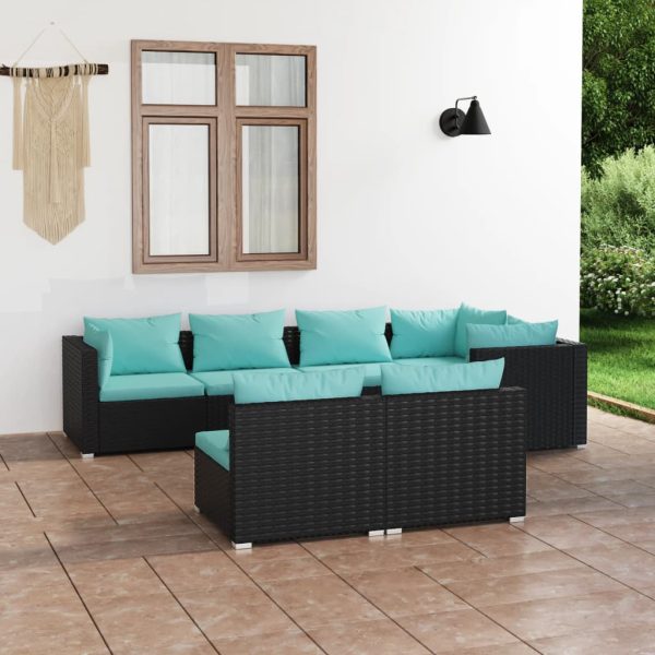 7-Delige Loungeset Met Kussens Poly Rattan - Afbeelding 9