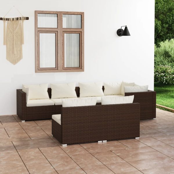 7-Delige Loungeset Met Kussens Poly Rattan