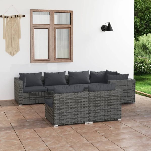 7-Delige Loungeset Met Kussens Poly Rattan - Afbeelding 10