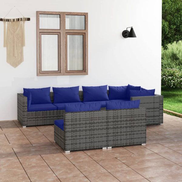 7-Delige Loungeset Met Kussens Poly Rattan - Afbeelding 11