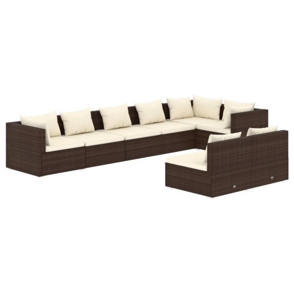 8-Delige Loungeset Met Kussens Poly Rattan - Afbeelding 2