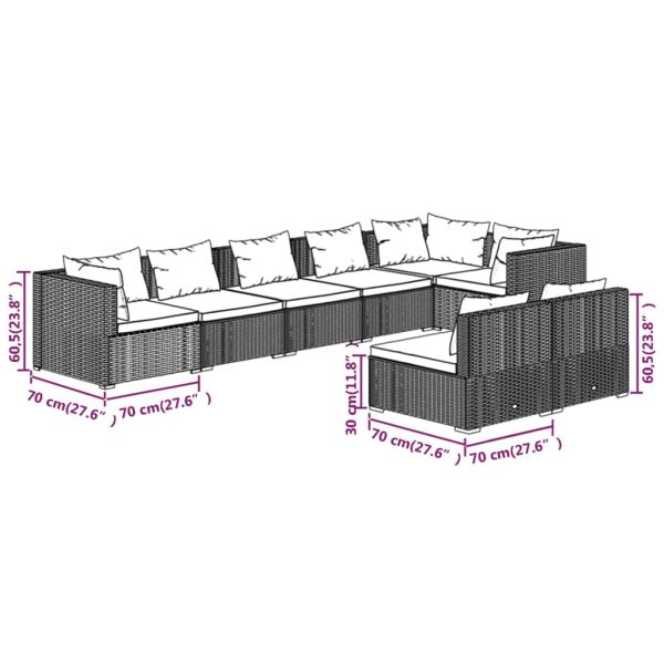 8-Delige Loungeset Met Kussens Poly Rattan - Afbeelding 7