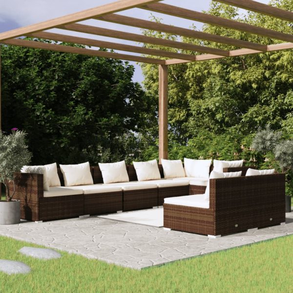 8-Delige Loungeset Met Kussens Poly Rattan