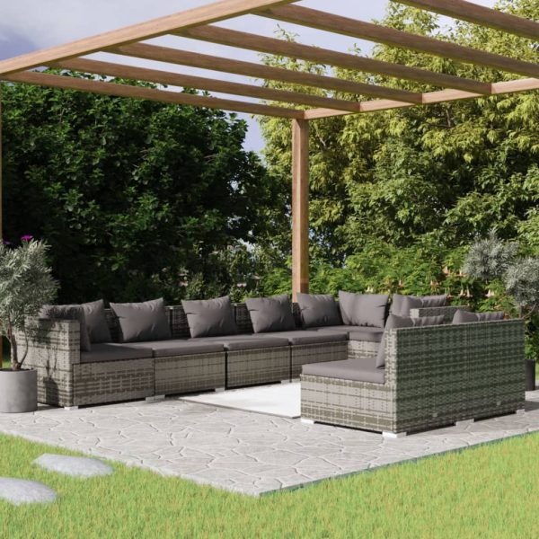 8-Delige Loungeset Met Kussens Poly Rattan - Afbeelding 10