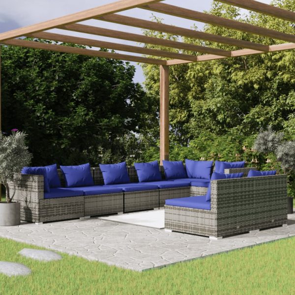 8-Delige Loungeset Met Kussens Poly Rattan - Afbeelding 11