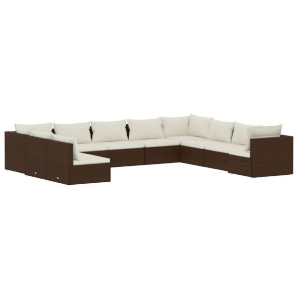 10-Delige Loungeset Met Kussens Poly Rattan - Afbeelding 2