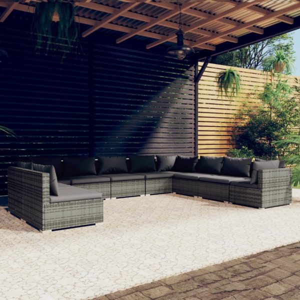 10-Delige Loungeset Met Kussens Poly Rattan - Afbeelding 9