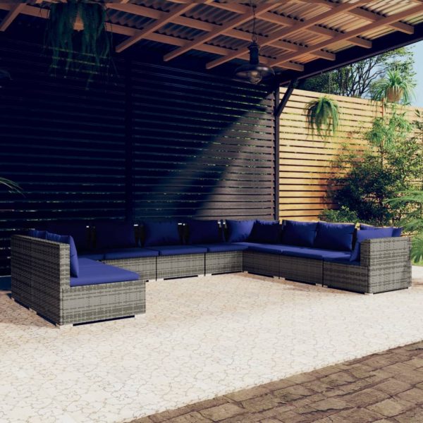 10-Delige Loungeset Met Kussens Poly Rattan - Afbeelding 10