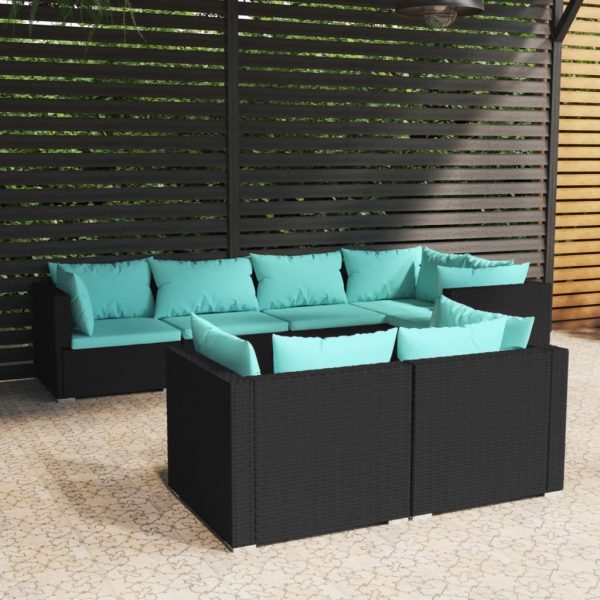 7-Delige Loungeset Met Kussens Poly Rattan - Afbeelding 9