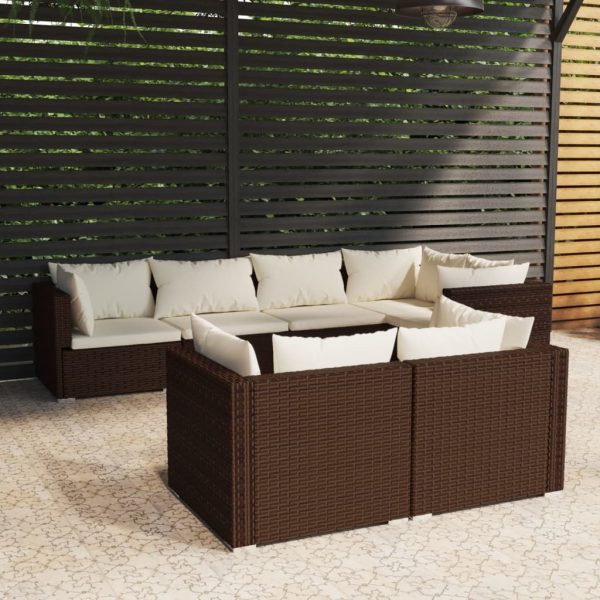 7-Delige Loungeset Met Kussens Poly Rattan - Afbeelding 10