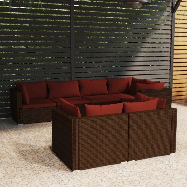 7-Delige Loungeset Met Kussens Poly Rattan - Afbeelding 11