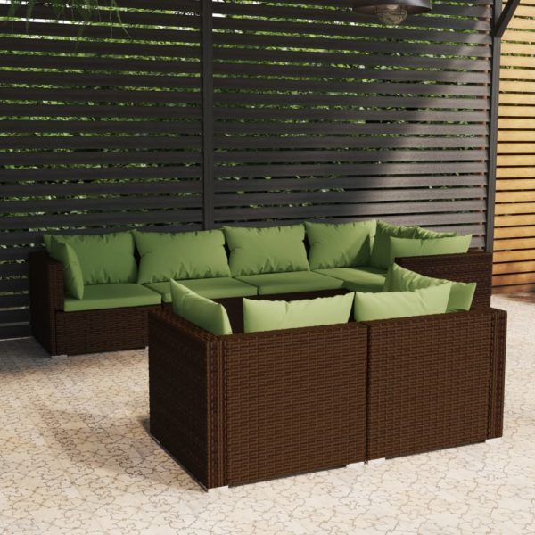 7-Delige Loungeset Met Kussens Poly Rattan - Afbeelding 12