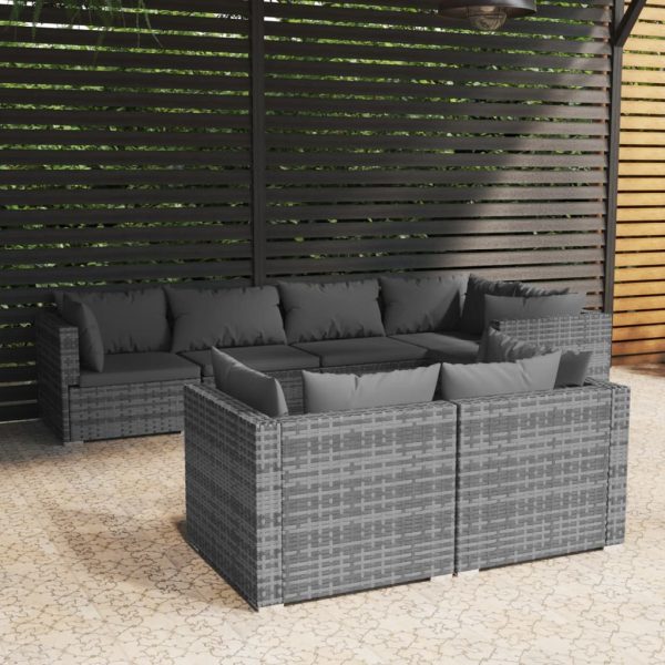 7-Delige Loungeset Met Kussens Poly Rattan - Afbeelding 13