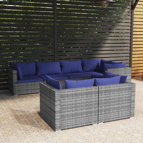 7-Delige Loungeset Met Kussens Poly Rattan - Afbeelding 14