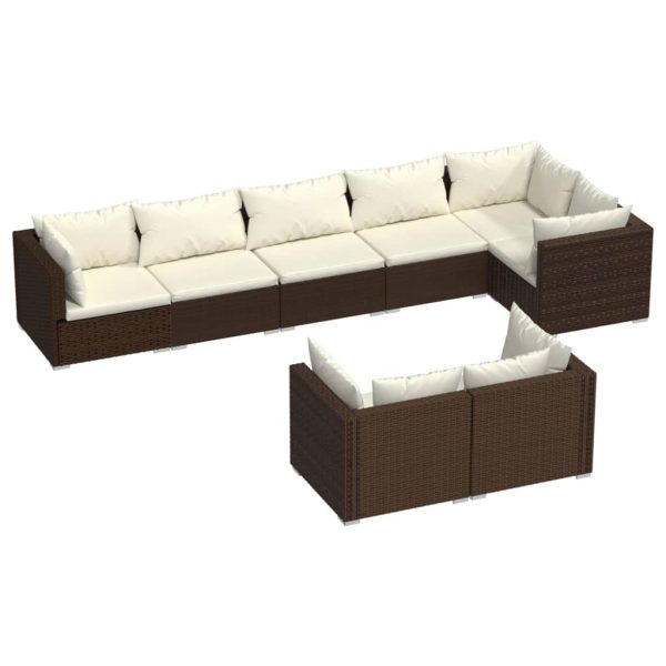 8-Delige Loungeset Met Kussens Poly Rattan - Afbeelding 2