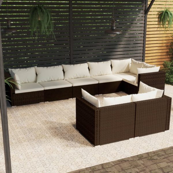 8-Delige Loungeset Met Kussens Poly Rattan