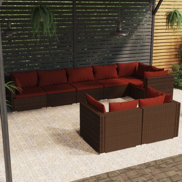 8-Delige Loungeset Met Kussens Poly Rattan - Afbeelding 9