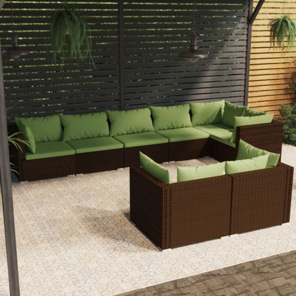 8-Delige Loungeset Met Kussens Poly Rattan - Afbeelding 10