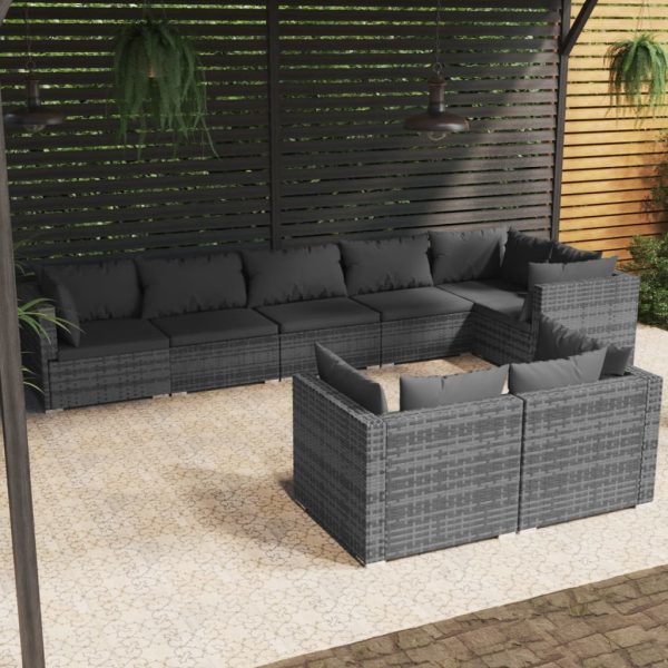 8-Delige Loungeset Met Kussens Poly Rattan - Afbeelding 11