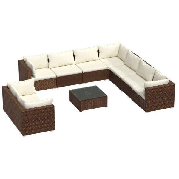 10-Delige Loungeset Met Kussens Poly Rattan - Afbeelding 2