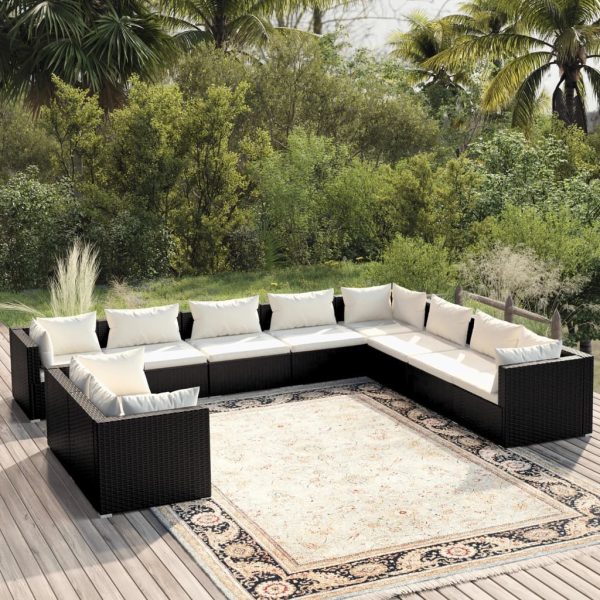 10-Delige Loungeset Met Kussens Poly Rattan - Afbeelding 8