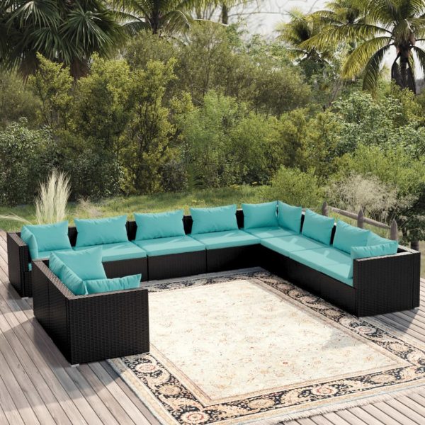 10-Delige Loungeset Met Kussens Poly Rattan - Afbeelding 9