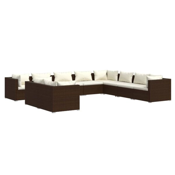 10-Delige Loungeset Met Kussens Poly Rattan - Afbeelding 2