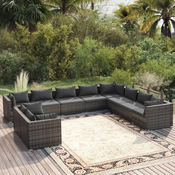 10-Delige Loungeset Met Kussens Poly Rattan - Afbeelding 10