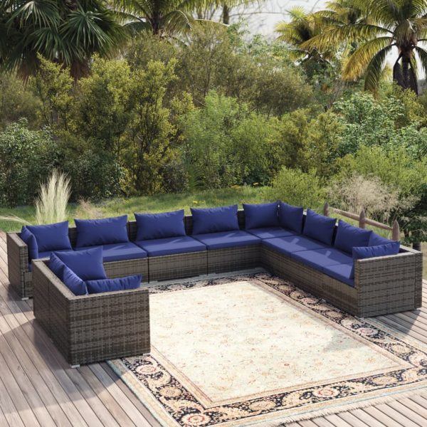 10-Delige Loungeset Met Kussens Poly Rattan - Afbeelding 11