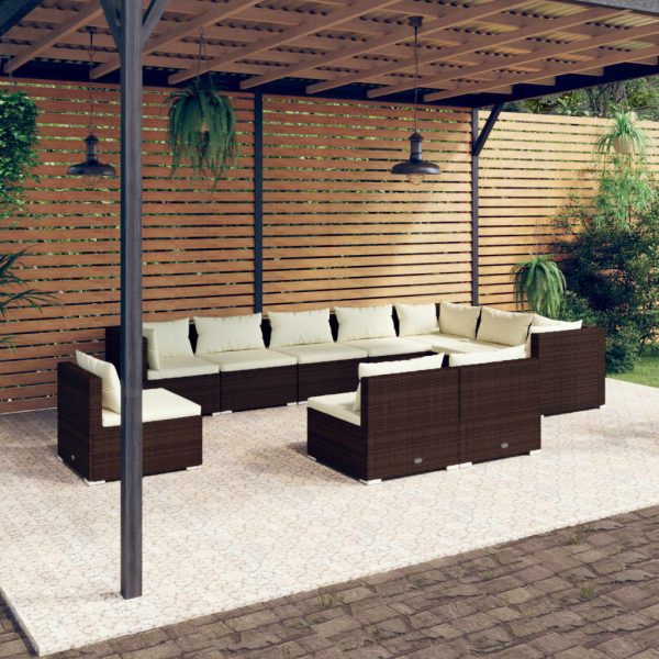 10-Delige Loungeset Met Kussens Poly Rattan