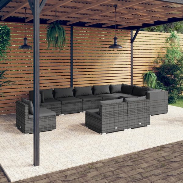 10-Delige Loungeset Met Kussens Poly Rattan - Afbeelding 9