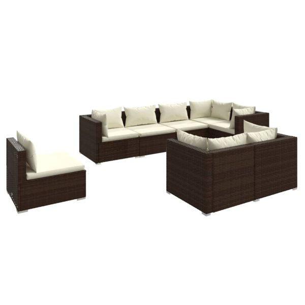 8-Delige Loungeset Met Kussens Poly Rattan - Afbeelding 2