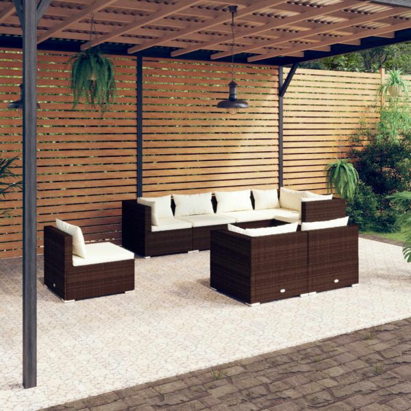 8-Delige Loungeset Met Kussens Poly Rattan