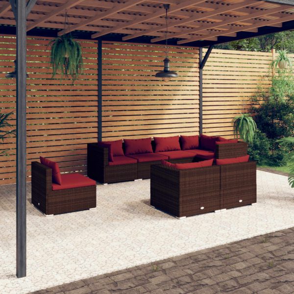 8-Delige Loungeset Met Kussens Poly Rattan - Afbeelding 9