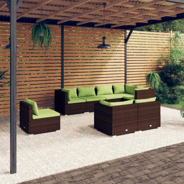 8-Delige Loungeset Met Kussens Poly Rattan - Afbeelding 10