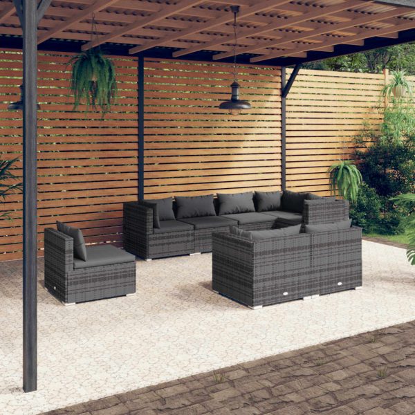 8-Delige Loungeset Met Kussens Poly Rattan - Afbeelding 11