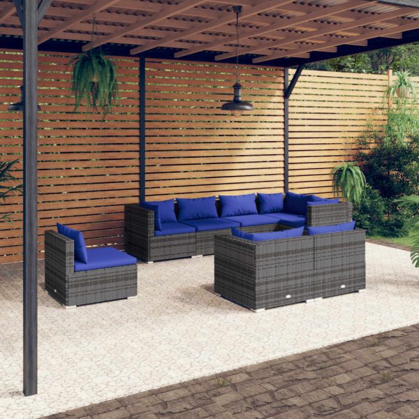 8-Delige Loungeset Met Kussens Poly Rattan - Afbeelding 12