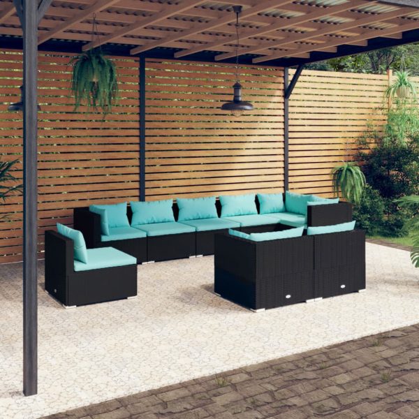 9-Delige Loungeset Met Kussens Poly Rattan - Afbeelding 9